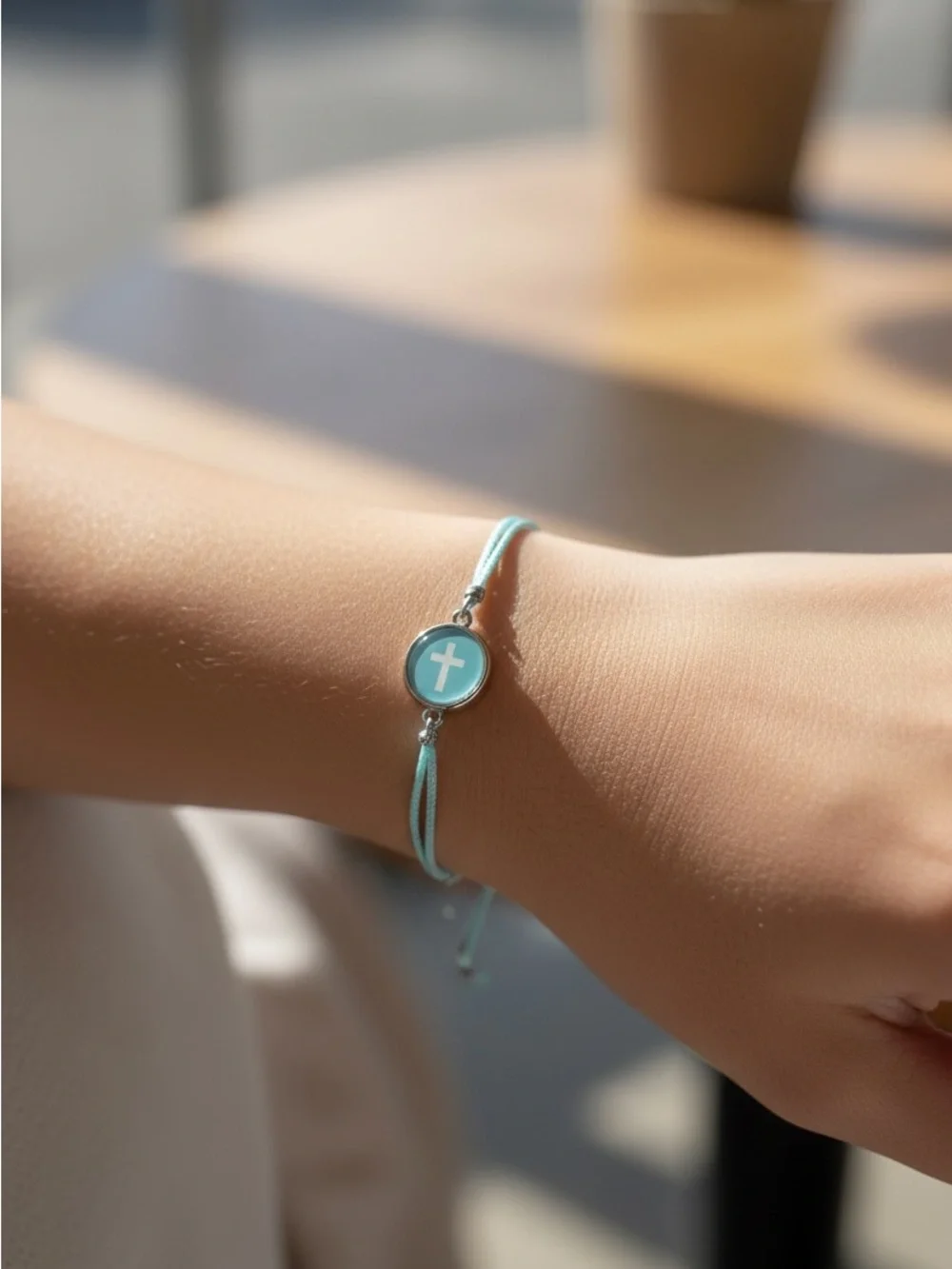 8/20 Turquoise Cross Charm Bracelet - Brand